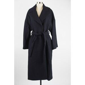 Mango Women's Abrigo Time Wide Lapel Wool-Blend Coat SZ S Black NWT